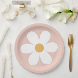 Prato De Papel Retro margarida rosa boho