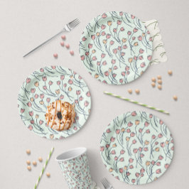 Prato De Papel Retro Meadow Esboço Floral Festa - Cottage Sage