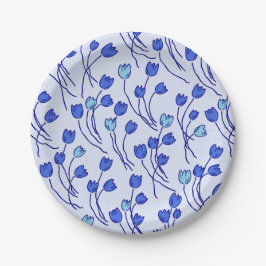 Prato De Papel Retro Meadow Floral Partido Azul Delft