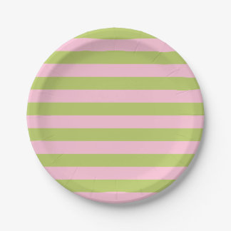 Prato De Papel Retro Minimalist Pink& Green Striped