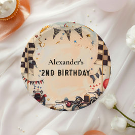 Prato De Papel Retro Race Track Two Fast Birthday