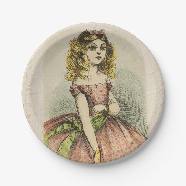 Prato De Papel Retro Romantic Valentine's Day Card, 19th century (Frente)