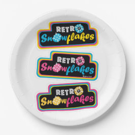 Prato De Papel Retro Snowflakes CMYK Stickers