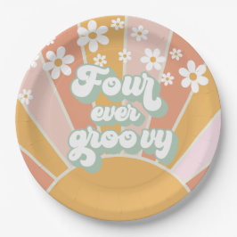 Prato De Papel Retro Sunshine Quatro Sempre Groovy Daisy