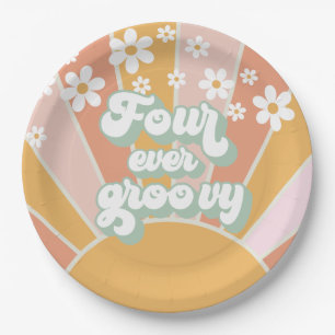 Prato De Papel Retro Sunshine Quatro Sempre Groovy Daisy