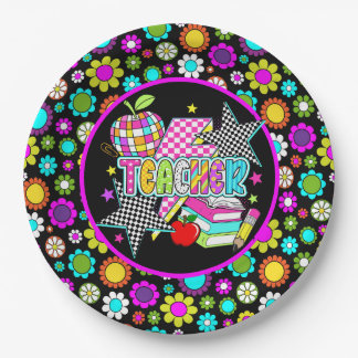 Prato De Papel Retro Teacher  Paper Plate