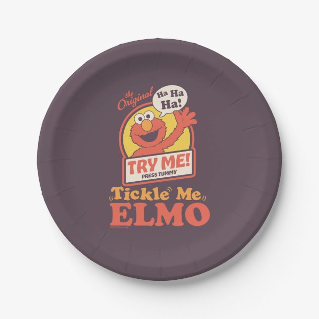 Prato De Papel Retro Tickle Me Elmo Acenando Gráfico (Frente)