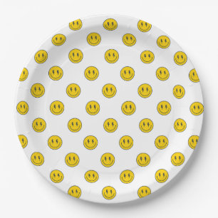 Prato De Papel Retro Um Cara Feliz Sorriso Rosto Menino 1º Aniver