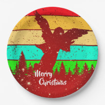 Retro Vintage Sunset Angel Feliz Natal 9"