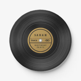 Prato De Papel Retro Vinyl Record Birthday 