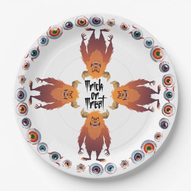 Prato De Papel Reunião de Mash Monstro do Halloween (Frente)