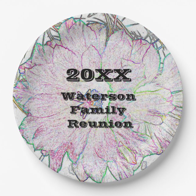 Prato De Papel Reunião Familiar Flower Artística Desenho Grande E (Frente)