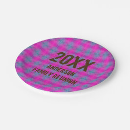 Prato De Papel Reunião Familiar Retro Neon Tie Dye Picnic