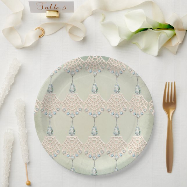 Prato De Papel Rhinestone picante (Casamento)