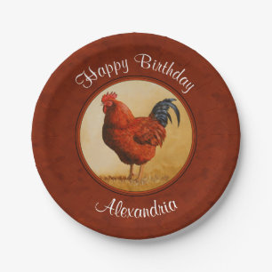 Prato De Papel Rhode Island Chicken Red Background