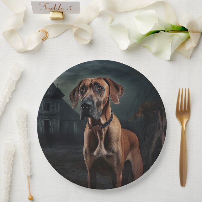 Prato De Papel Ridgeback Ridgeback Halloween Ascary (Casamento)