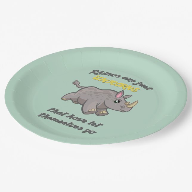 Prato De Papel Rinocerontes são Unicórnios (Inclinado)