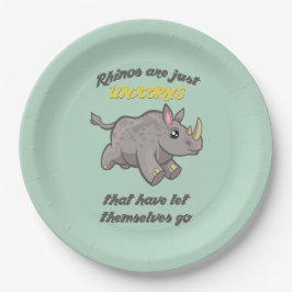 Prato De Papel Rinocerontes são Unicórnios