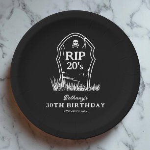 Prato De Papel RIP 20s - Partido aniversário de 30 anos preto bra