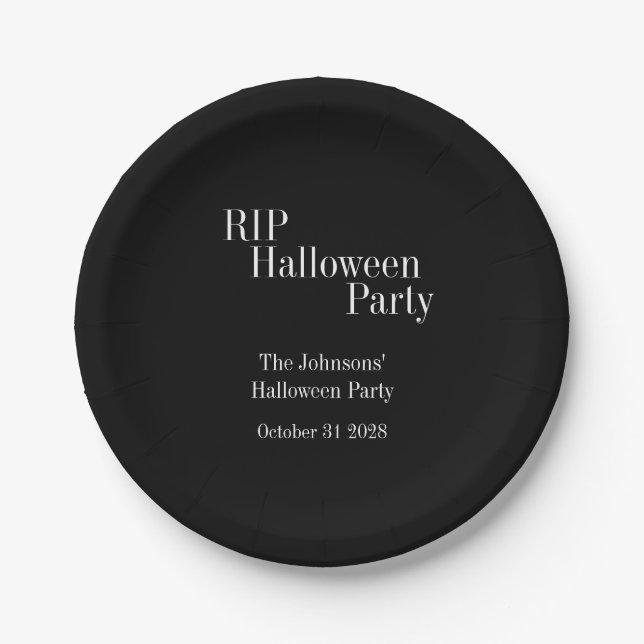 Prato De Papel RIP Halloween Black and White Party (Frente)
