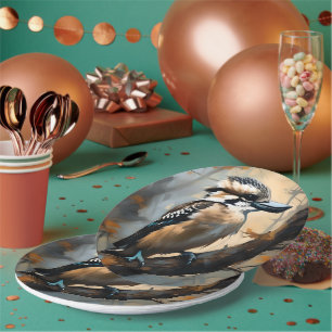 Prato De Papel Risos charmosos: Kookaburra na pintura a óleo