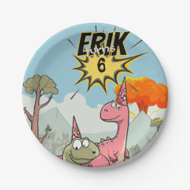 Prato De Papel Roarsome Dino Birthday, Bela Cartoon Dino
