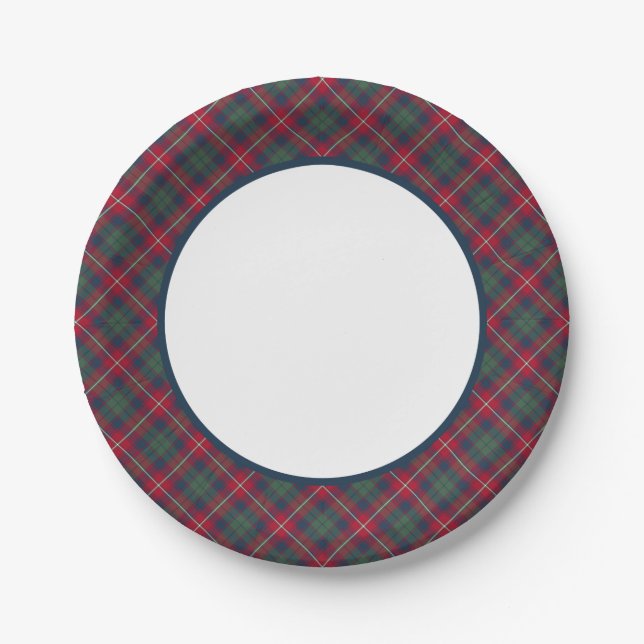 Prato De Papel Robertson Clan Tartan Border (Frente)