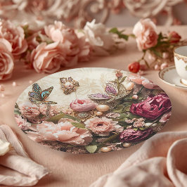 Prato De Papel Rococo Butterfly Garden Galentine Floral Elegance