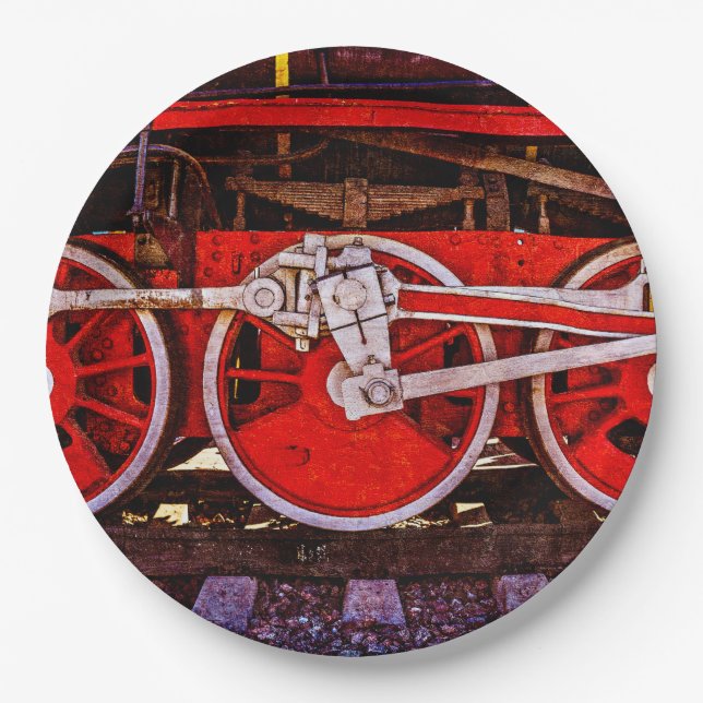 Prato De Papel Rodas do Comboio a Vintage (Frente)