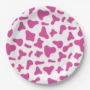 Prato De Papel Rodeo Pink Cow Impressão Western Birday