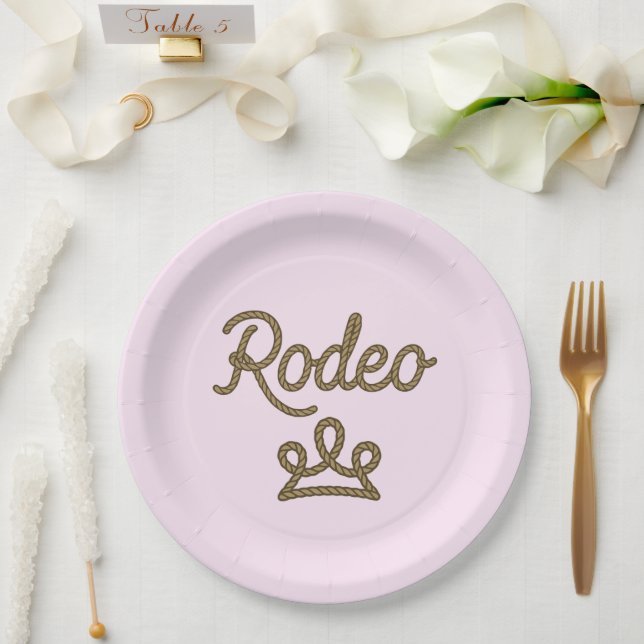 Prato De Papel Rodeo Princess Country Western Tiara Crown Rosa (Casamento)