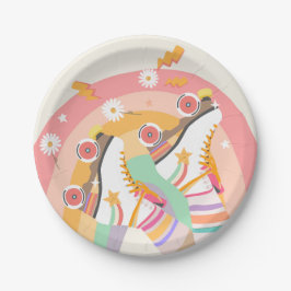 Prato De Papel Roller Skate Skating Retro Groovation Girl Birthda