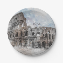 Prato De Papel Roman Colosseum Roma Itália Papelão - Vintage