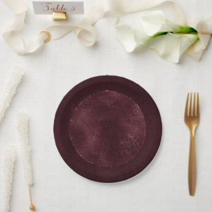 Prato De Papel Romance do vinho da meia-noite   Dark Satinge Dama