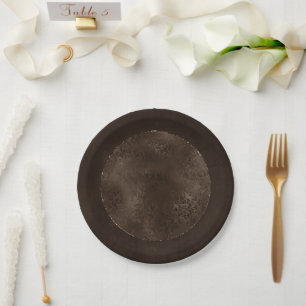 Prato De Papel Romance em Bronze à meia-noite   Satinge Damask