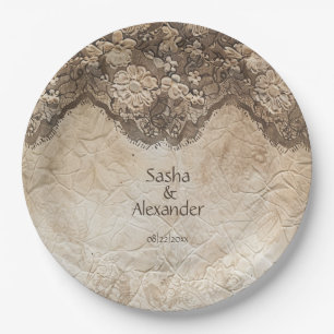 Prato De Papel Românico Vintage Country Lace