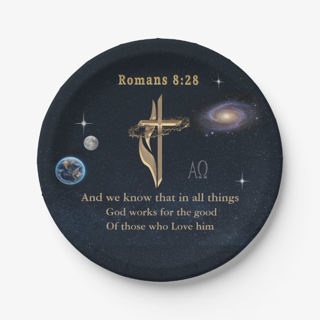 Prato De Papel Romanos 8:28 (Frente)