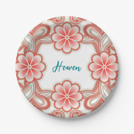 Prato De Papel Romantic plate with vintage red flowers