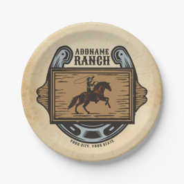 Prato De Papel Roping Cowboy ADD NAME Western Family Horse Rankin
