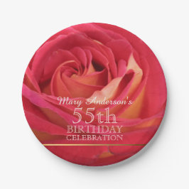 Prato De Papel Rosa 55.º Aniversário Chapas de papel de celebraçã