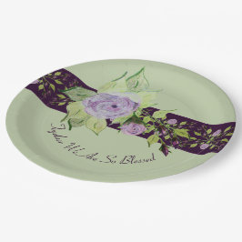 Prato De Papel Rosa acentuado com roxo e Mauve