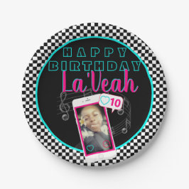 Prato De Papel Rosa|Azul Cellphone Foto Social Media Aniversário