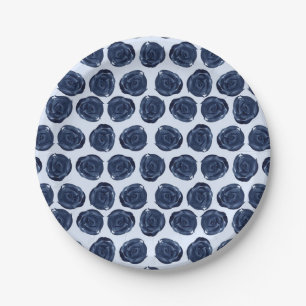 Prato De Papel Rosa de Aquarela Azul Videiras Chalé Chic Casament