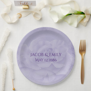 Prato De Papel Rosa de Casamento de lavanda