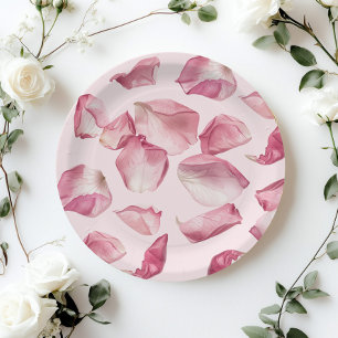 Prato De Papel Rosa de pétalas e Prosecco Bridal