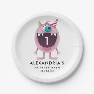 Prato De Papel Rosa do partido de aniversário de criança da