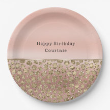 Rosa Dourada Glam Glitter Leopardo