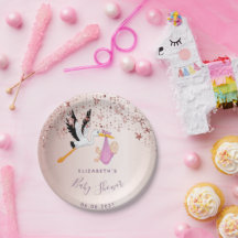 Rosa dourado, estrelas brilhantes, chá de fraldas 