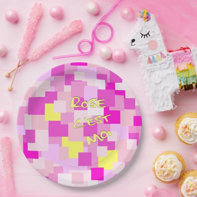 Prato De Papel Rosa é a minha placa Jante (Festa)