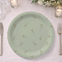 Prato De Papel Rosa em Broto de Verde Salvia em Aquarela